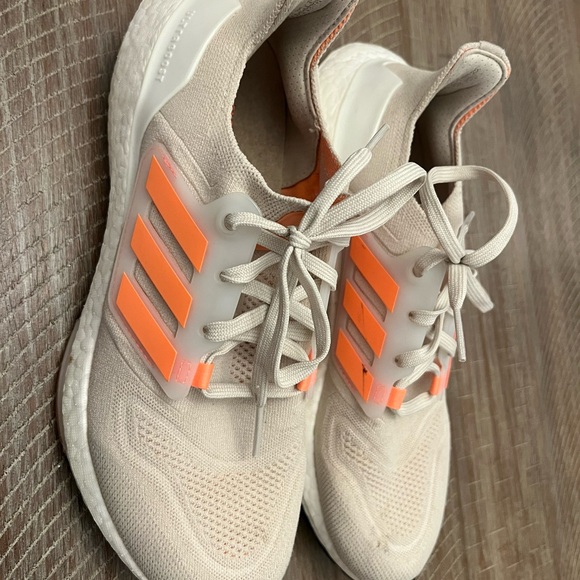 Adidas Cream Sneakers with Neon Orange Accents - Picture 1 of 3